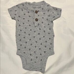 “Bundle 10/$13” carters newborn Gray Anchor Print Baby short sleeve bodysuit